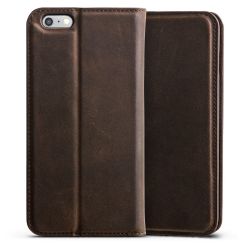 Sideflip i ægte læder mørkebrun